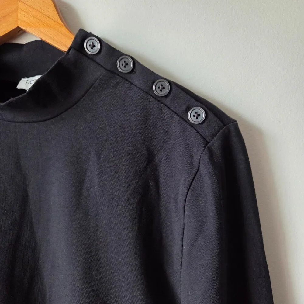 NWT J CREW MOCK NECK LONGSLEEVES BLACK BODYSUIT TOP SIZE XL